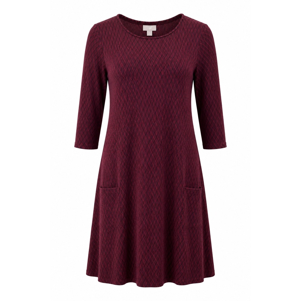 J. Jill Ponte Knit Dress Petite Medium Burgundy Geometric Shift Dress